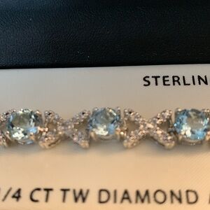 New Diamond and Genuine Blue Topaz Bracelet